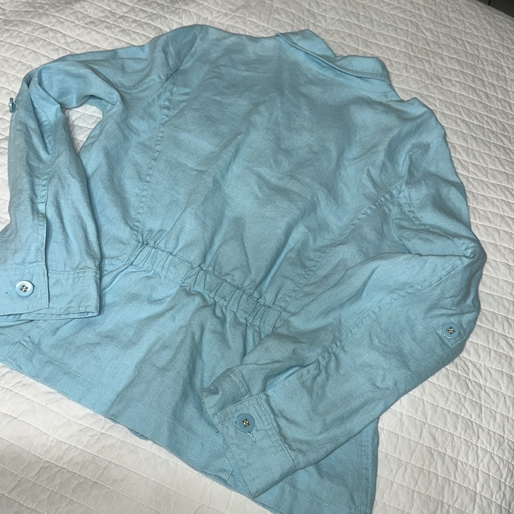 Charter Club Aqua Utility Jacket 100% linen Large vguc - Picture 4 of 7